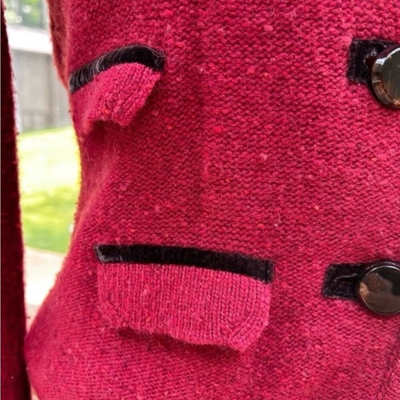 Laureate Lane Anthropology Sweater/Blazer Red Vintage Wool Academia Minimalist S - Picture 5 of 7